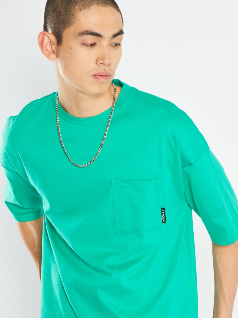 T-shirt avec poche poitrine Vert - Kiabi