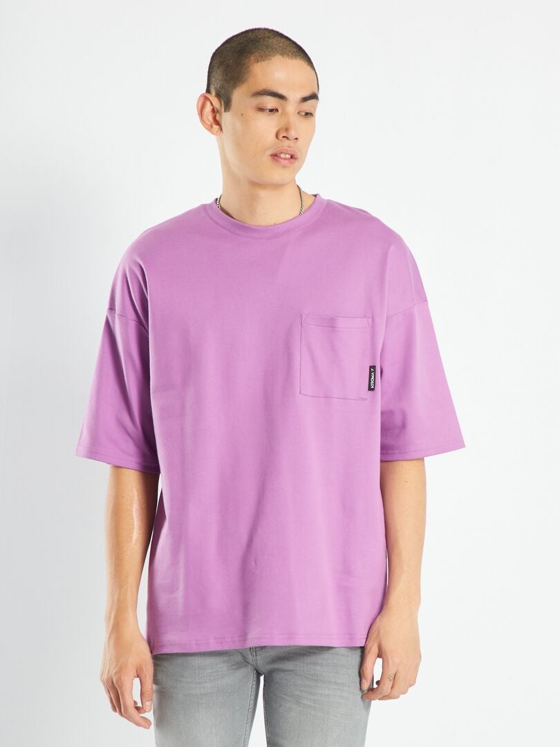 T-shirt avec poche poitrine Violet - Kiabi