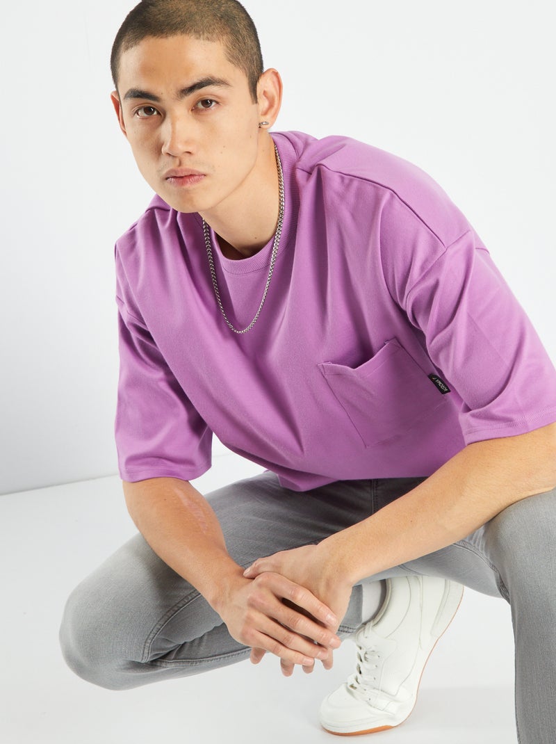 T-shirt avec poche poitrine Violet - Kiabi