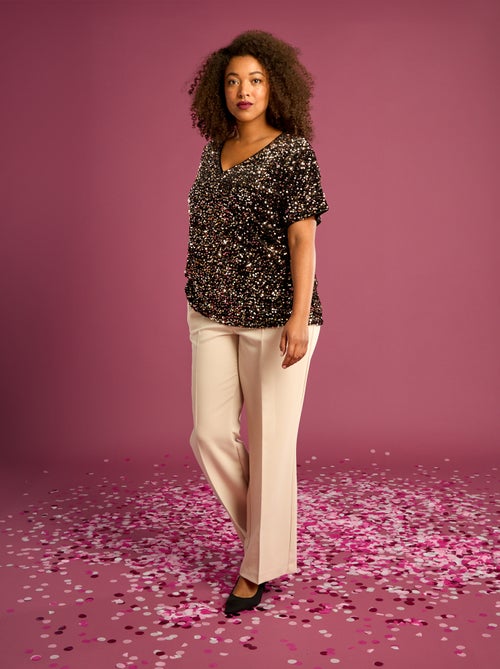 T-shirt avec sequins all-over manches courtes - Kiabi