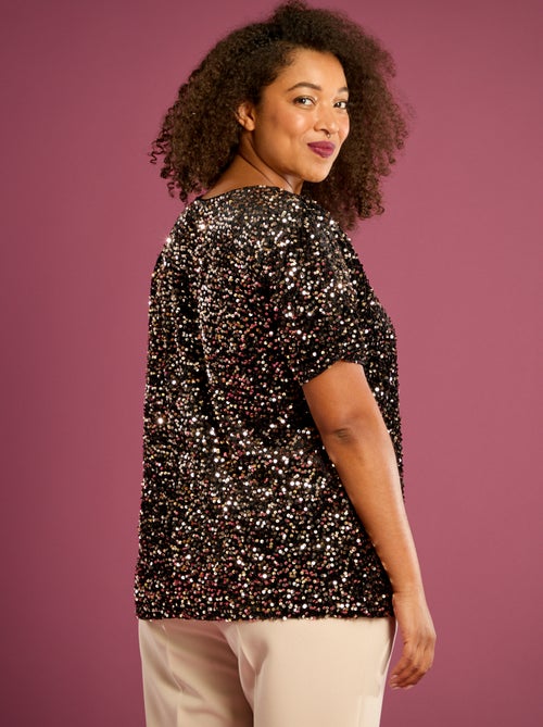 T-shirt avec sequins all-over manches courtes - Kiabi