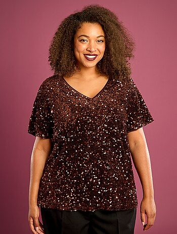 T-shirt avec sequins all-over manches courtes