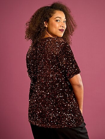 T-shirt avec sequins all-over manches courtes