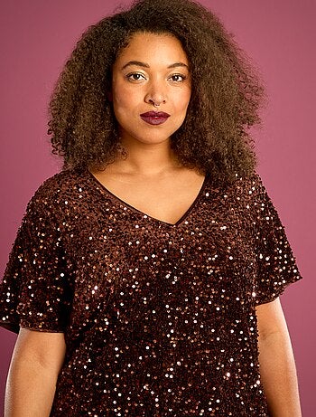 T-shirt avec sequins all-over manches courtes