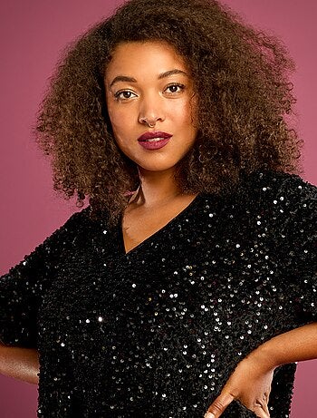 T-shirt avec sequins all-over manches courtes