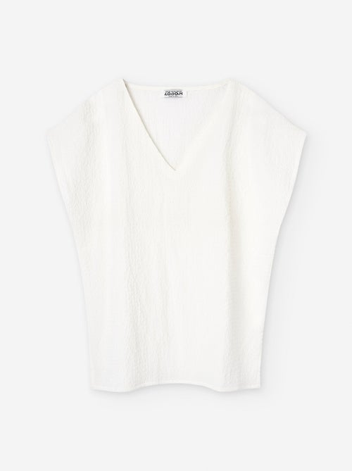 T-Shirt avec Texture et encolure en V - Kiabi