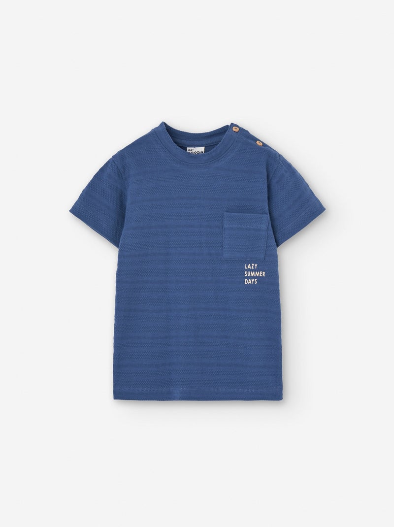 T-shirt avec Texture et Poche Bleu - Kiabi