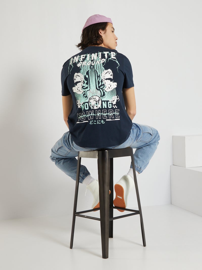 T-shirt avec un maxi imprimé au dos noir - Kiabi