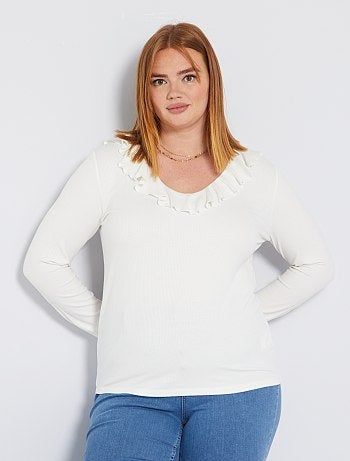 T-shirt avec volant au col