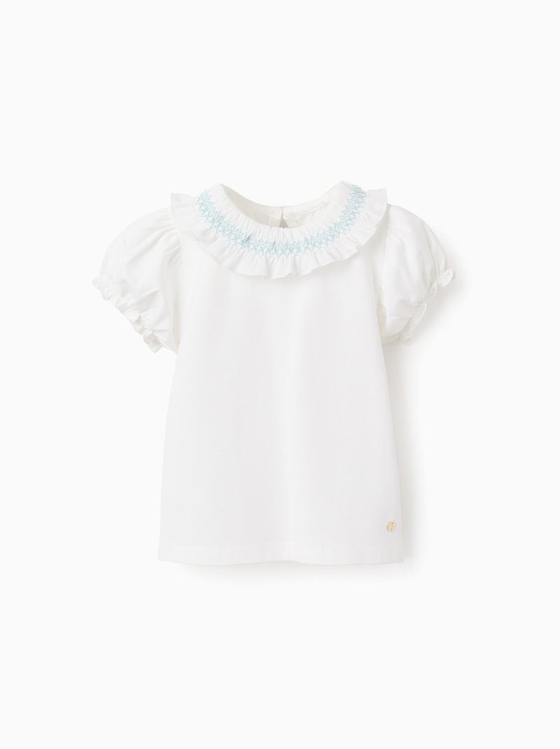 T-Shirt avec Volants Blanc - Kiabi