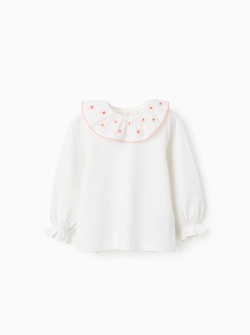 T-Shirt avec Volants et Broderie de Fleurs - Kiabi