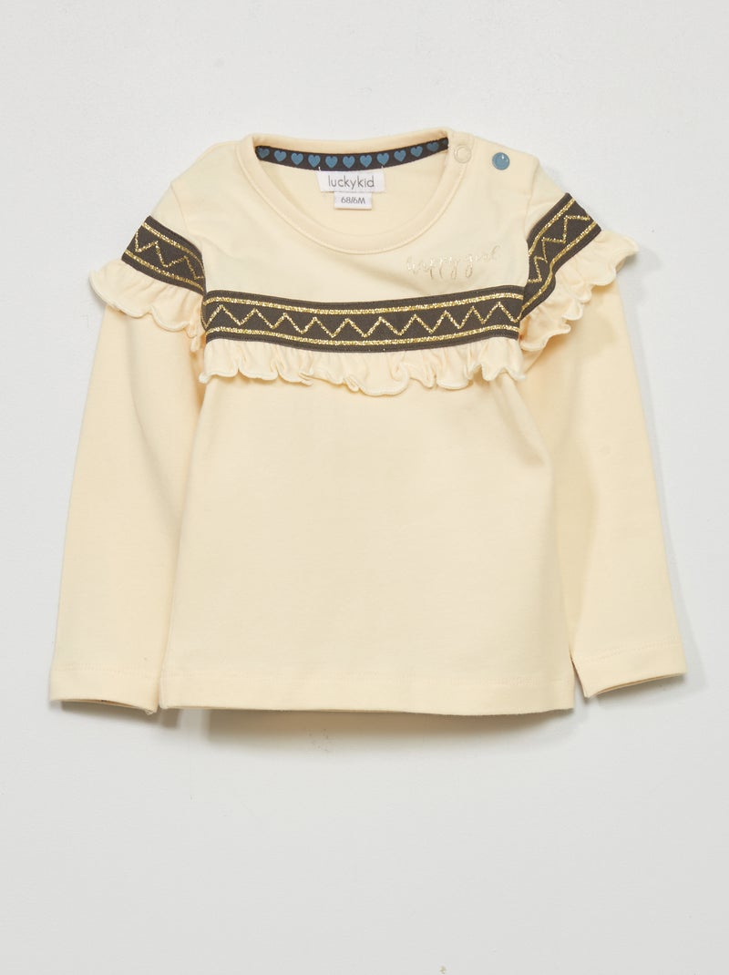 T-shirt avec volants Jaune - Kiabi