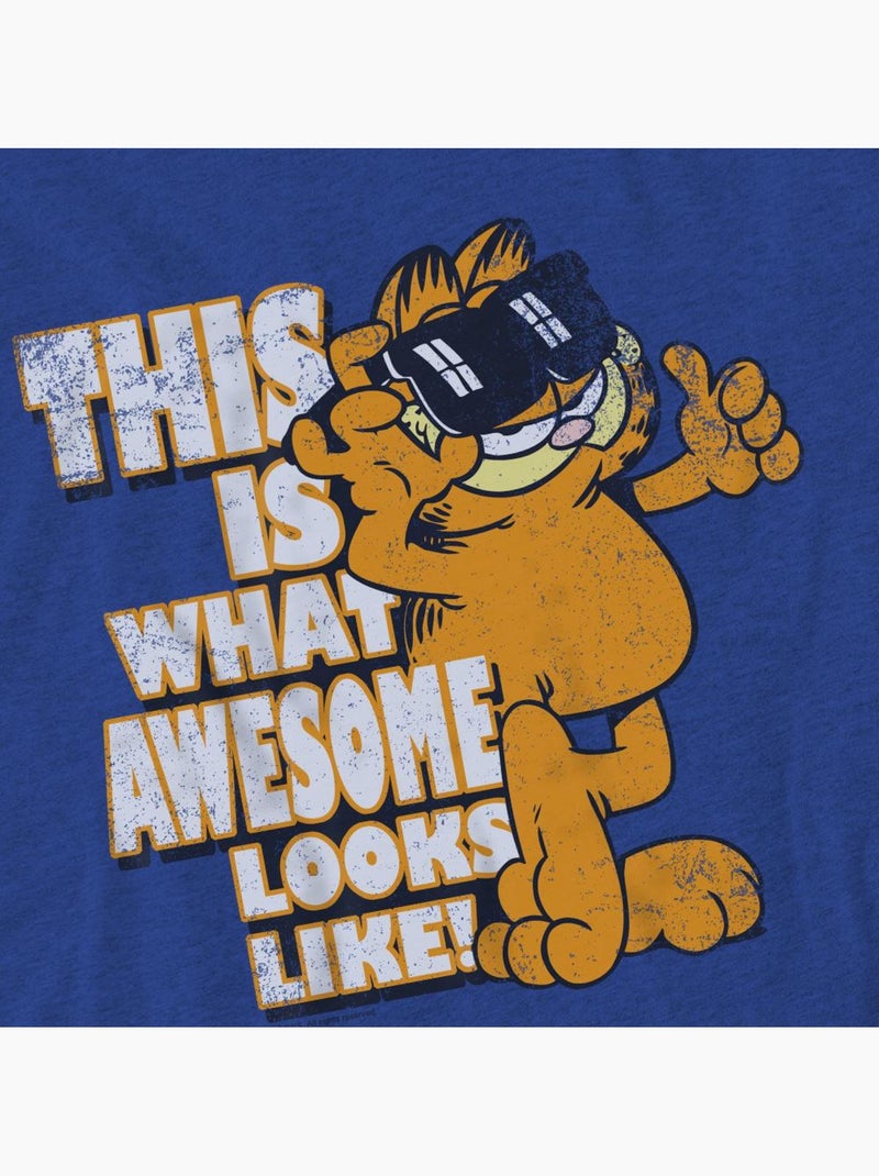 T-shirt awesome - garfield Bleu roi - Kiabi