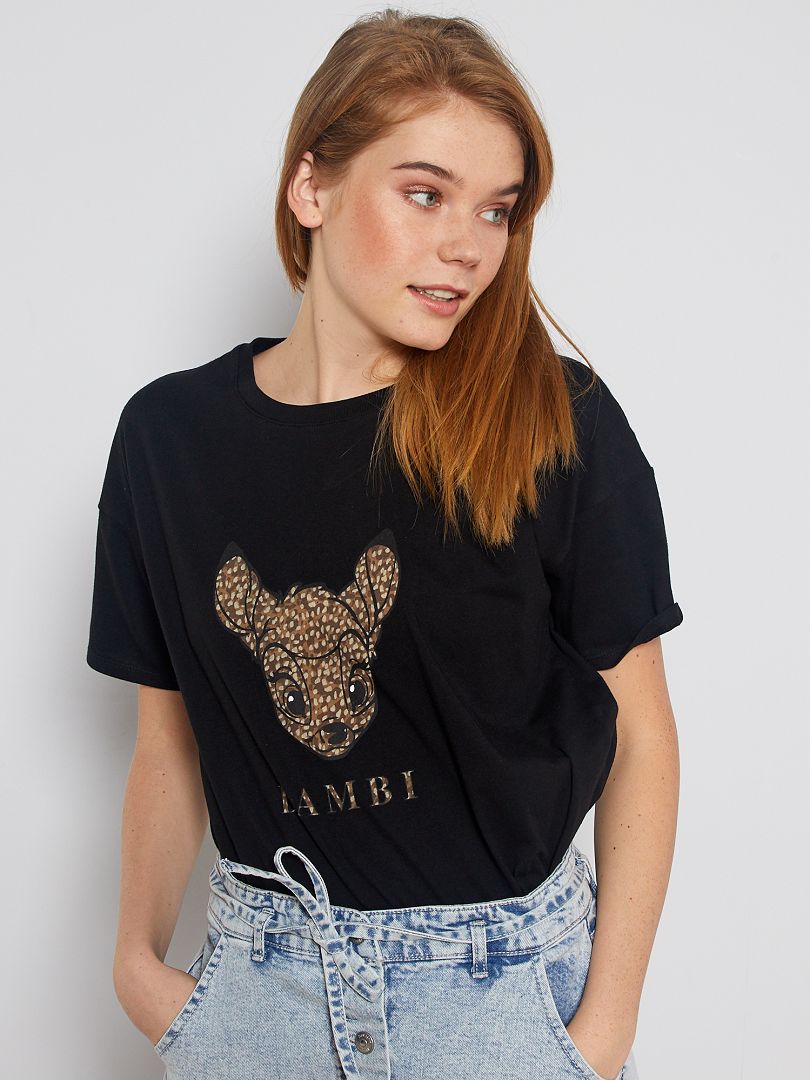 T-shirt 'Bambi' noir Bambi - Kiabi