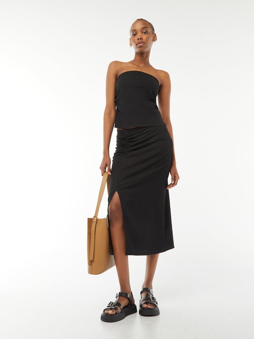 T-shirt bandeau uni en matière crêpée - Kiabi