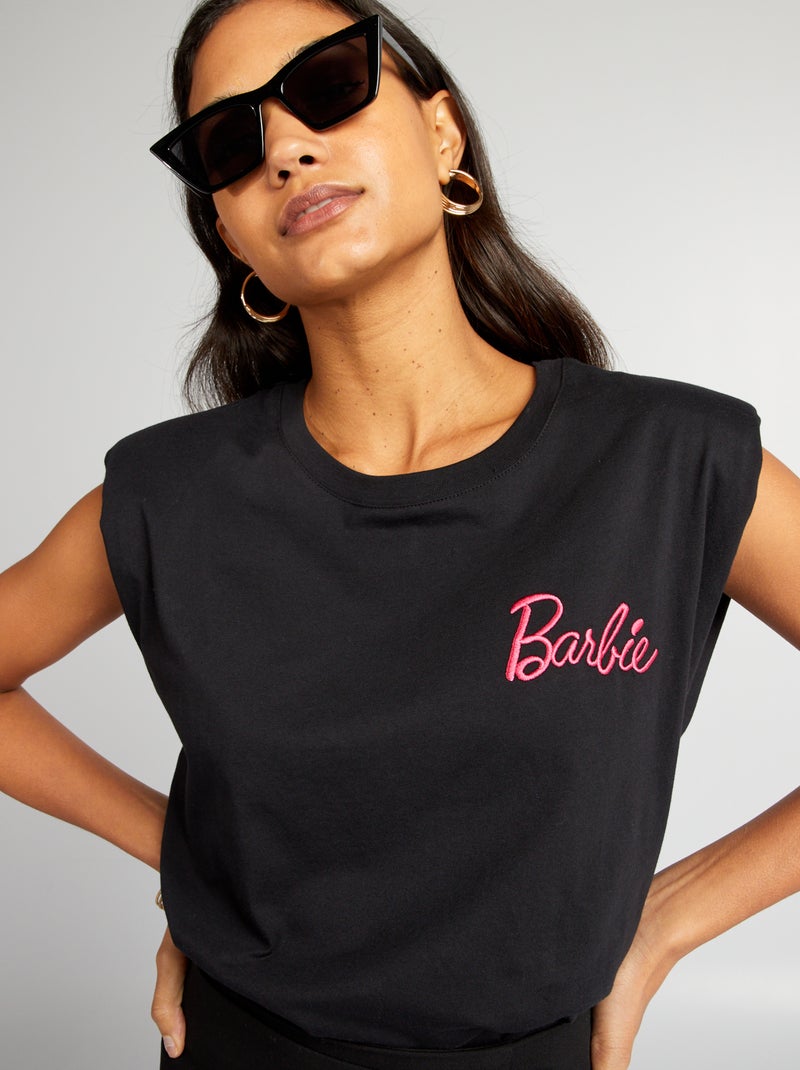 T-shirt 'Barbie' avec épaulettes noir - Kiabi