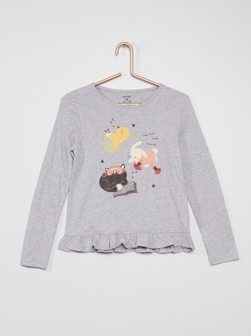 T-shirt base volantée gris - Kiabi