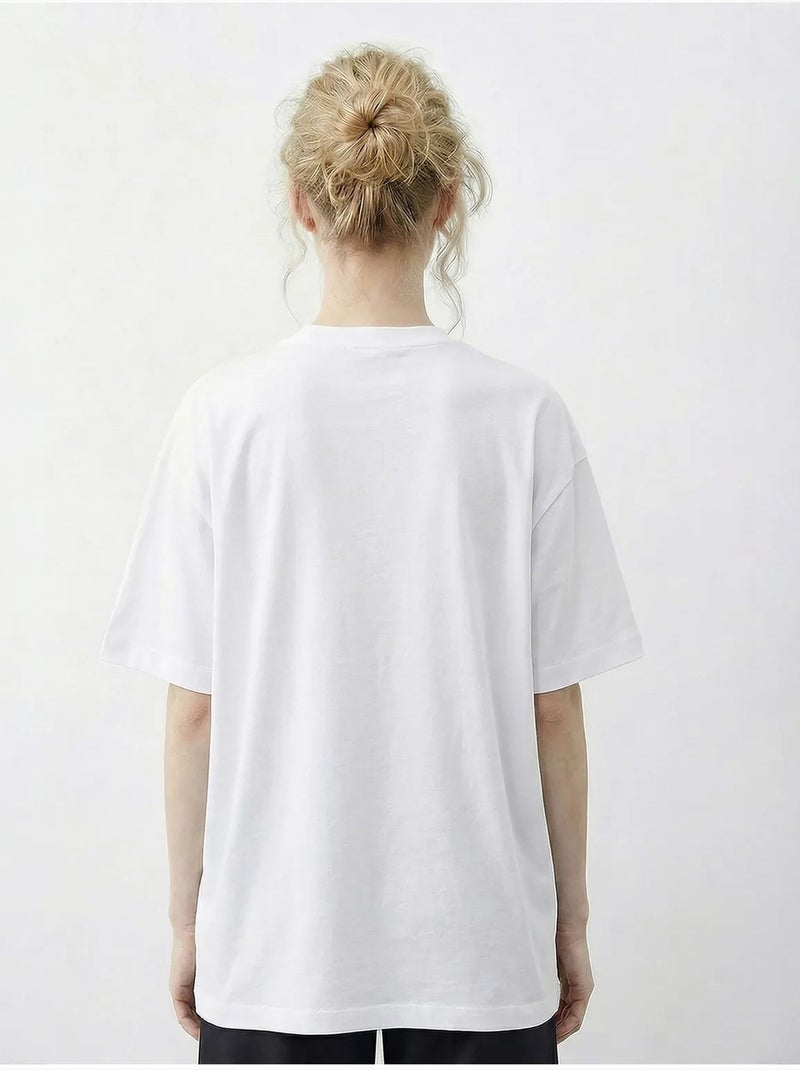 T-shirt basic à col rond avec détail accessoire lucci Blanc - Kiabi