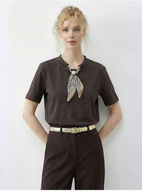 T-shirt basic à col rond avec détail accessoire lucci - Kiabi