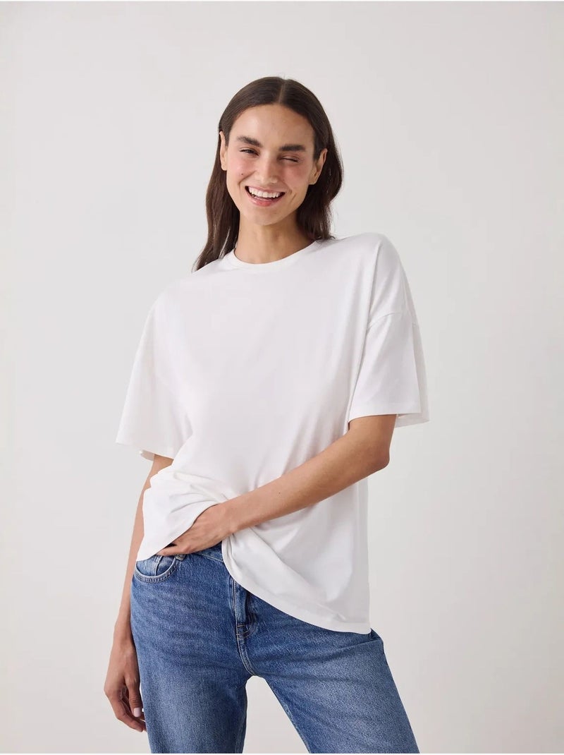 T-shirt basic oversize à manches courtes penti Blanc - Kiabi