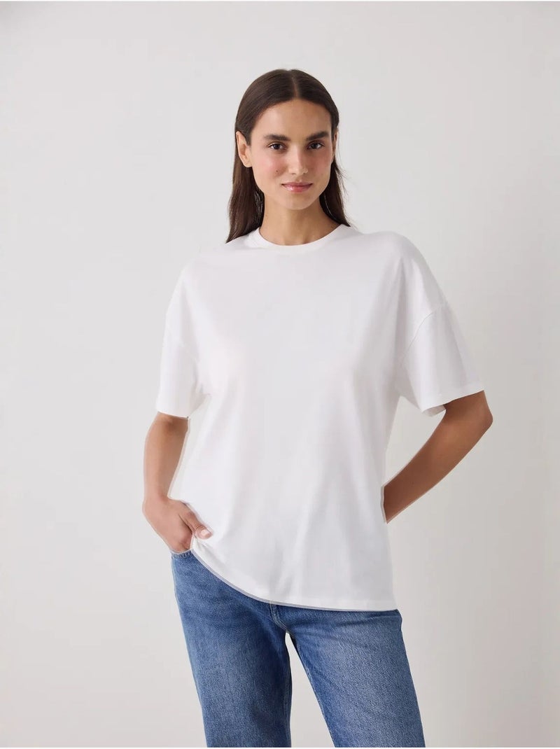 T-shirt basic oversize à manches courtes penti Blanc - Kiabi