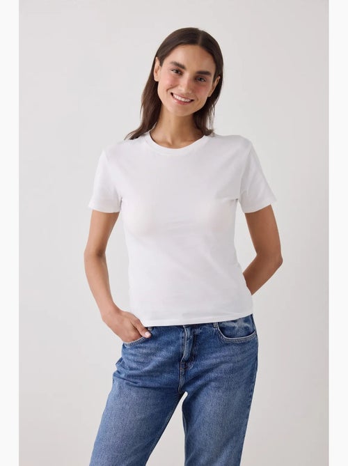 T-shirt basic slim fit à manches courtes penti - Kiabi T-shirt basic slim fit à manches courtes penti - Kiabi