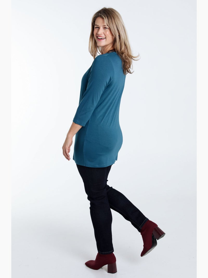 T-shirt basic uni en viscose PAPRIKA Gris chiné - Kiabi