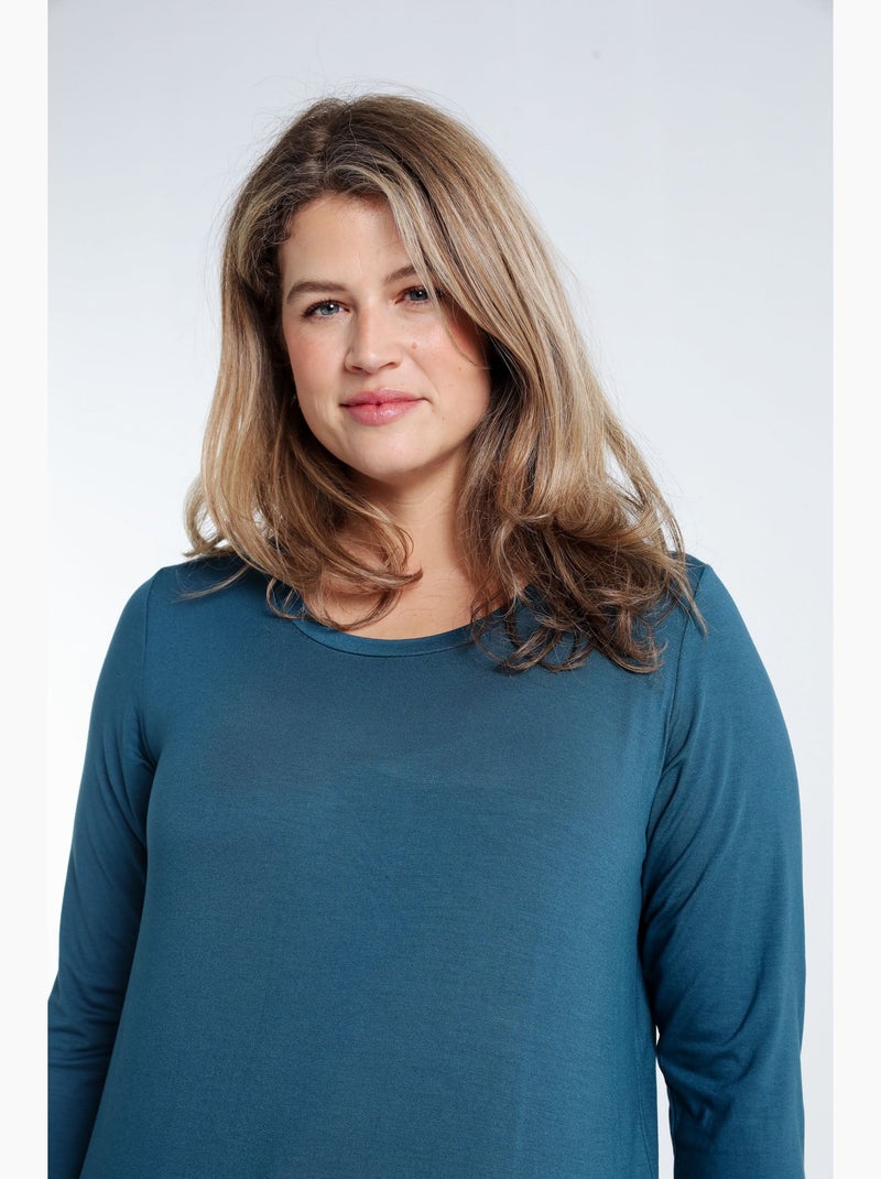 T-shirt basic uni en viscose PAPRIKA Gris chiné - Kiabi