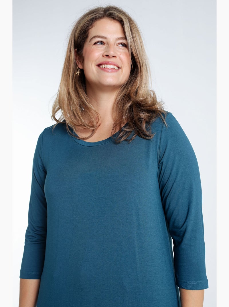 T-shirt basic uni en viscose PAPRIKA Gris chiné - Kiabi