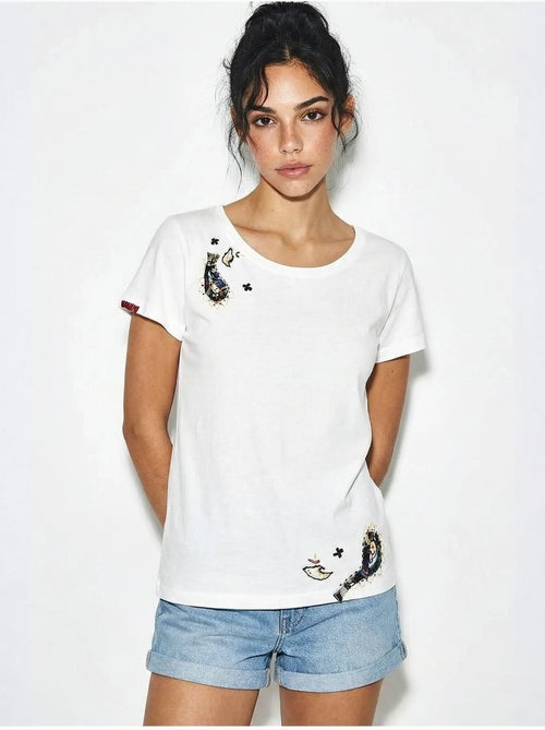 T-shirt basique à col en u brodé lucci - Kiabi T-shirt basique à col en u brodé lucci - Kiabi