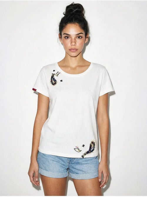T-shirt basique à col en u brodé lucci - Kiabi T-shirt basique à col en u brodé lucci - Kiabi