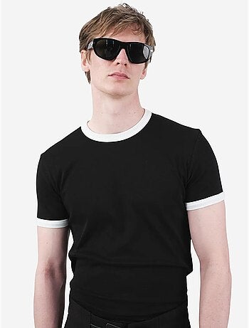 T-shirt basique à col rond avec bordure contrastée giesto