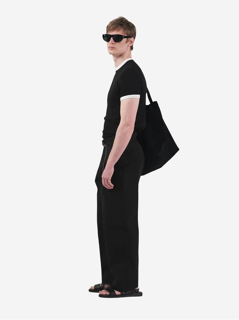 T-shirt basique à col rond avec bordure contrastée giesto Noir - Kiabi