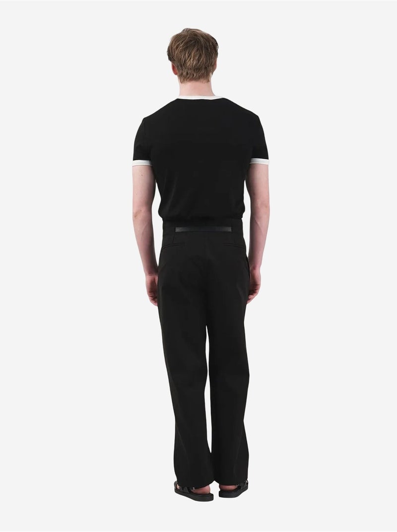 T-shirt basique à col rond avec bordure contrastée giesto Noir - Kiabi