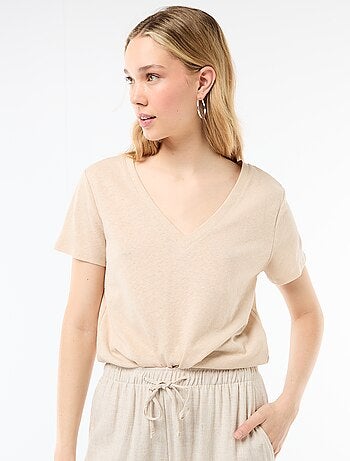 T-shirt basique à manches courtes col V