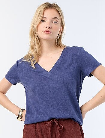 T-shirt basique à manches courtes col V