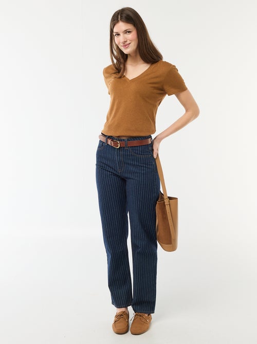 T-shirt basique à manches courtes col V - Kiabi