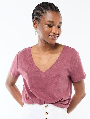 T-shirt basique à manches courtes col V
