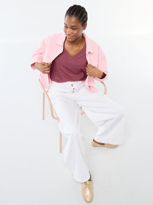 T-shirt basique à manches courtes col V - Kiabi