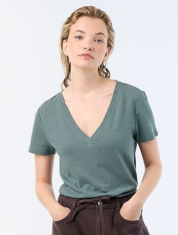 T-shirt basique à manches courtes col V