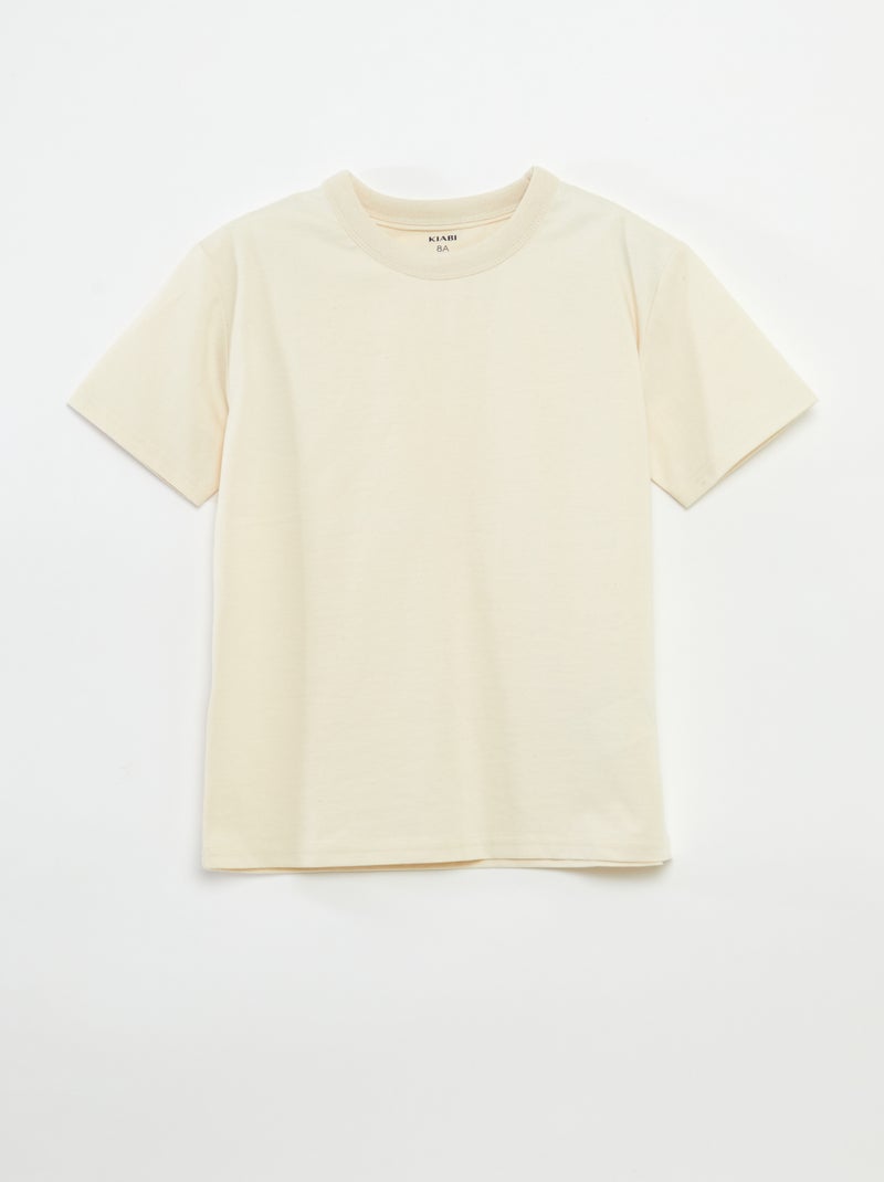 T-shirt basique à manches courtes et col rond BEIGE - Kiabi