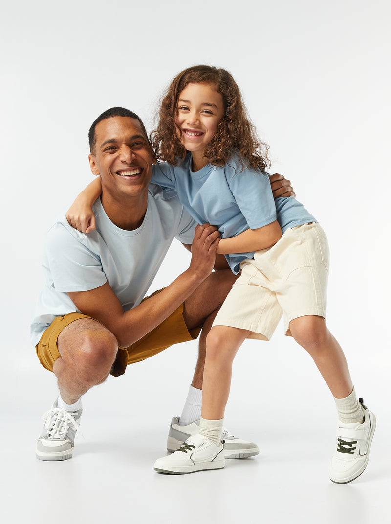 T-shirt basique à manches courtes et col rond BLEU - Kiabi