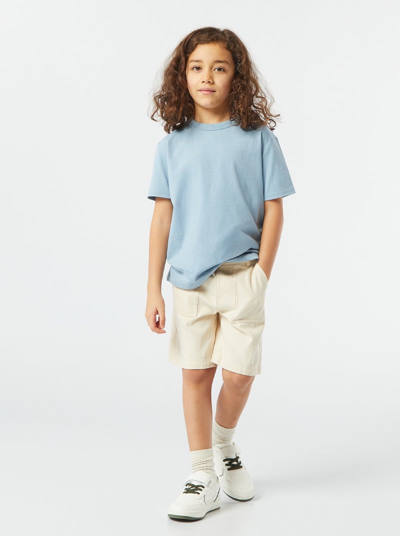 T-shirt basique à manches courtes et col rond BLEU - Kiabi