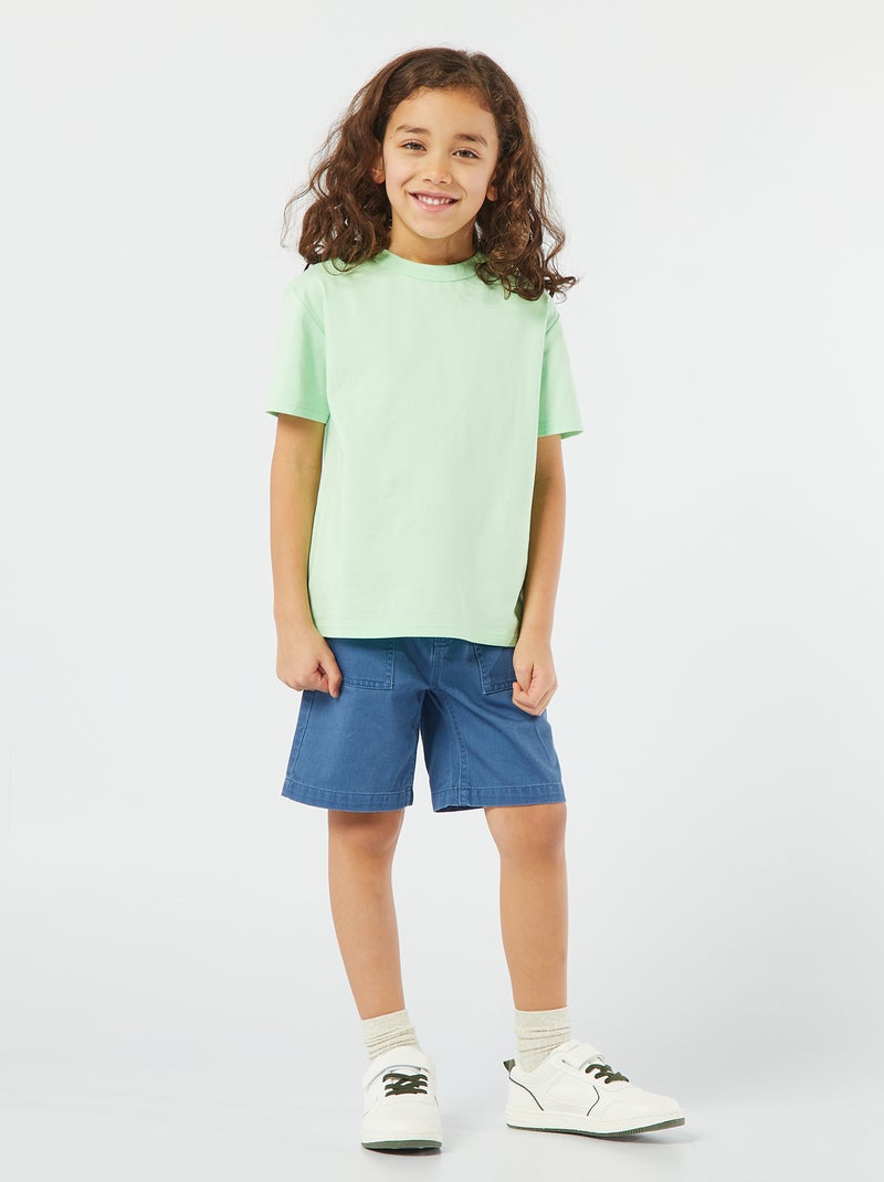 T-shirt basique à manches courtes et col rond vert - Kiabi