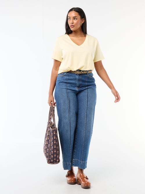 T-shirt basique à manches courtes et col V - Kiabi