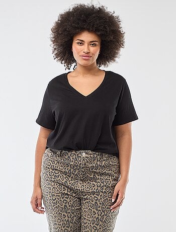 T-shirt basique à manches courtes et col V