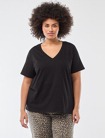 T-shirt basique à manches courtes et col V
