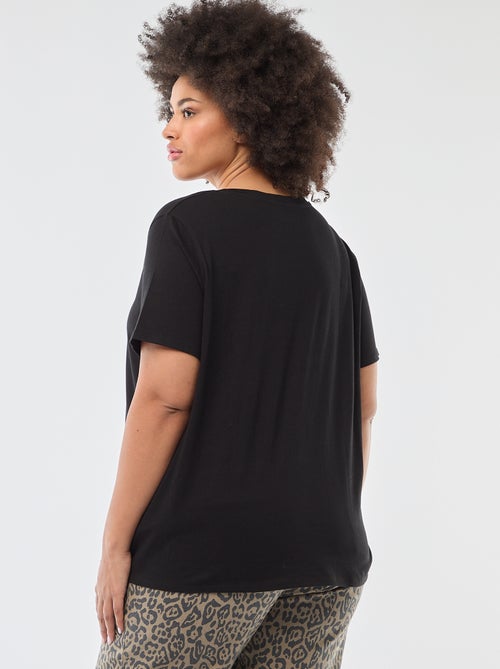 T-shirt basique à manches courtes et col V - Kiabi