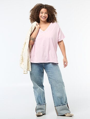 T-shirt basique à manches courtes et col V