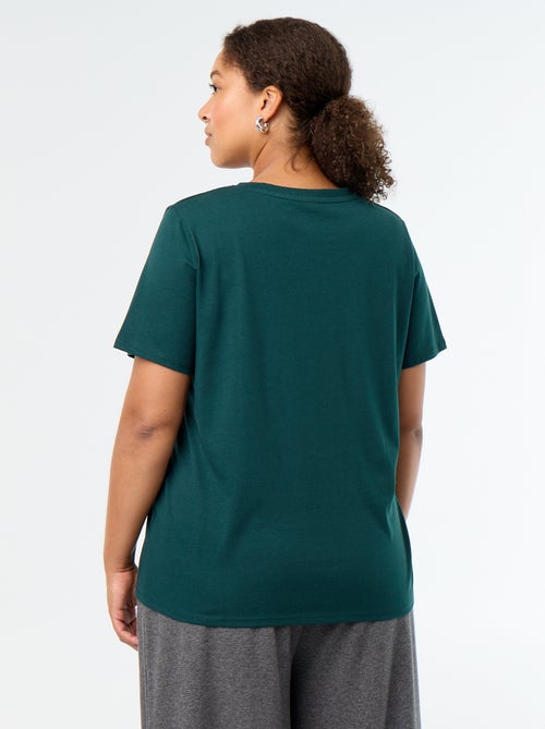 T-shirt basique à manches courtes et col V - Kiabi